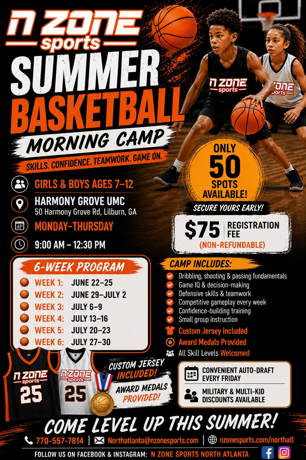 N Zone Sports North Atlanta Facebook ad: Register for the Top-Ranked Summer Youth Basketball Camp…