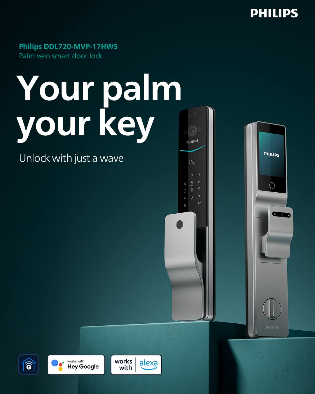 Futuristic Ecommerce Facebook ad: Next-Level Security for Your Main Door, Philips DDL720-MVP