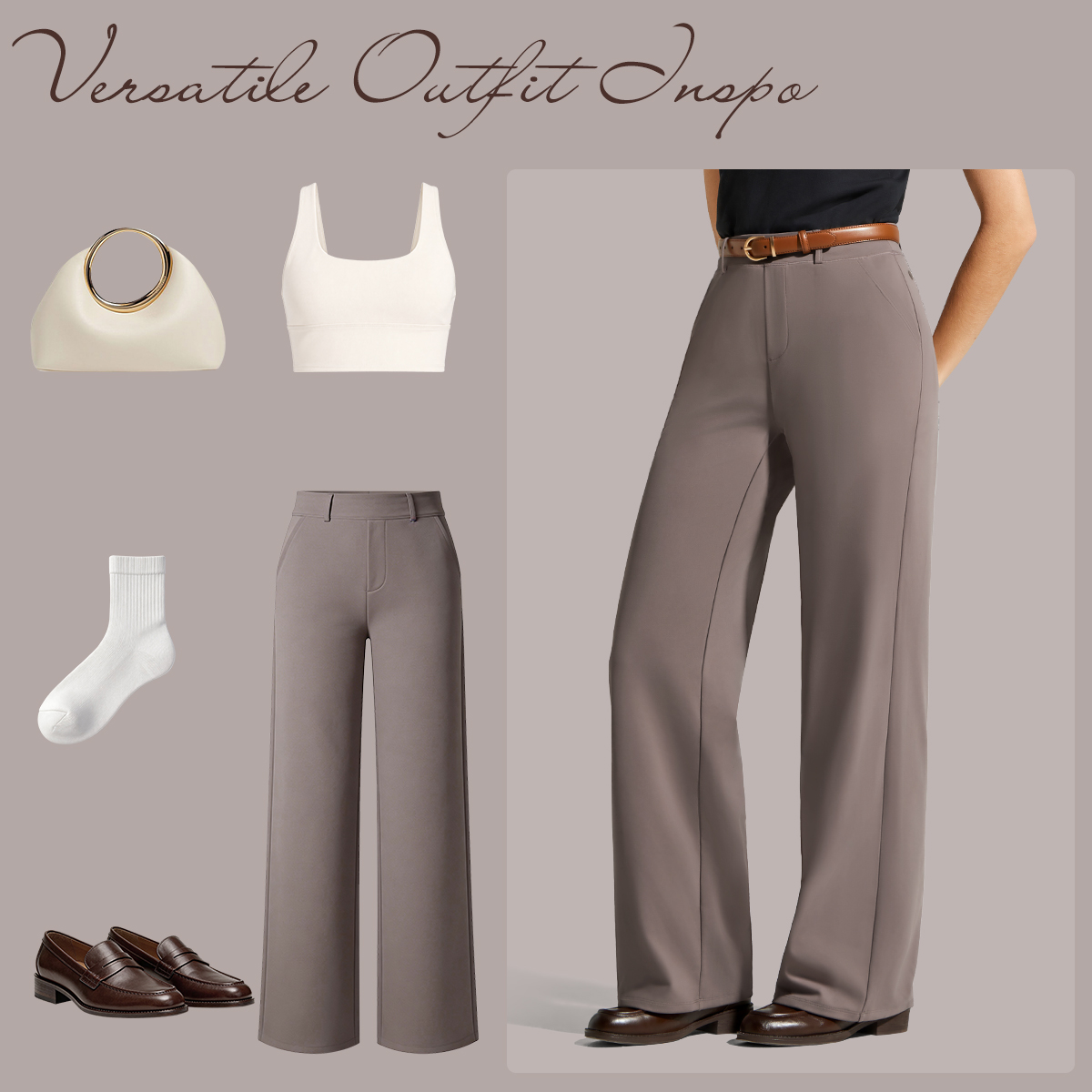 G4Free activewear Facebook ad: High-Waist Straight Dress Pants