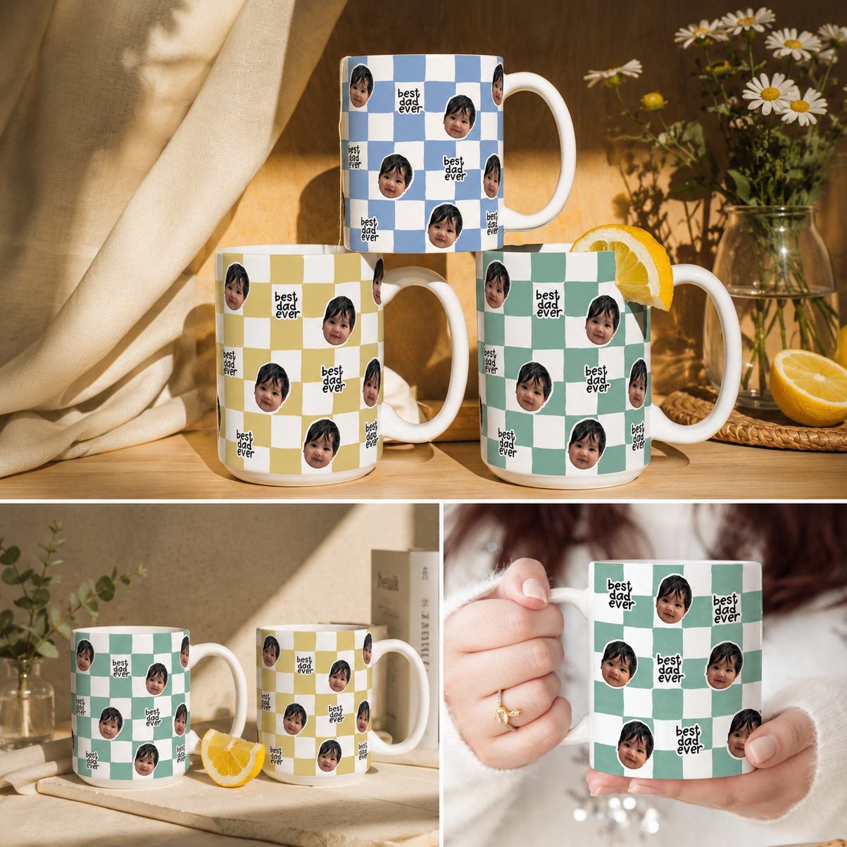 Duckbe Custom Gifts Facebook ad: Best Dad Ever Custom Baby Photo Retro Mug, Personalized…