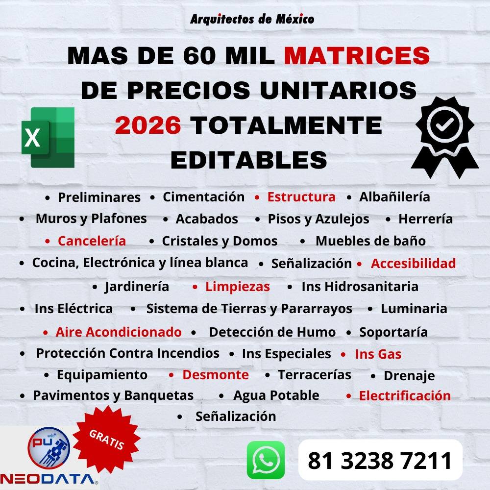 Arquitectos de México Facebook ad: MAS DE 60 MIL MATRICES DE PRECIOS UNITARIOS…