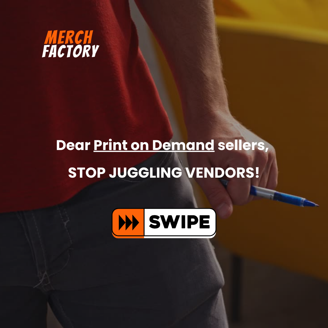 Merch Factory Facebook ad: POD sellers, stop juggling vendors!