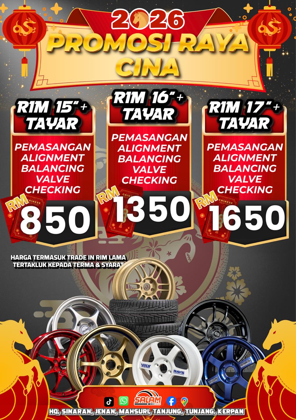 Salam Tayar & Servis HQ Facebook ad: PAKEJ SET COMBO RM850 RIM SEKALI DENGAN TAYAR…