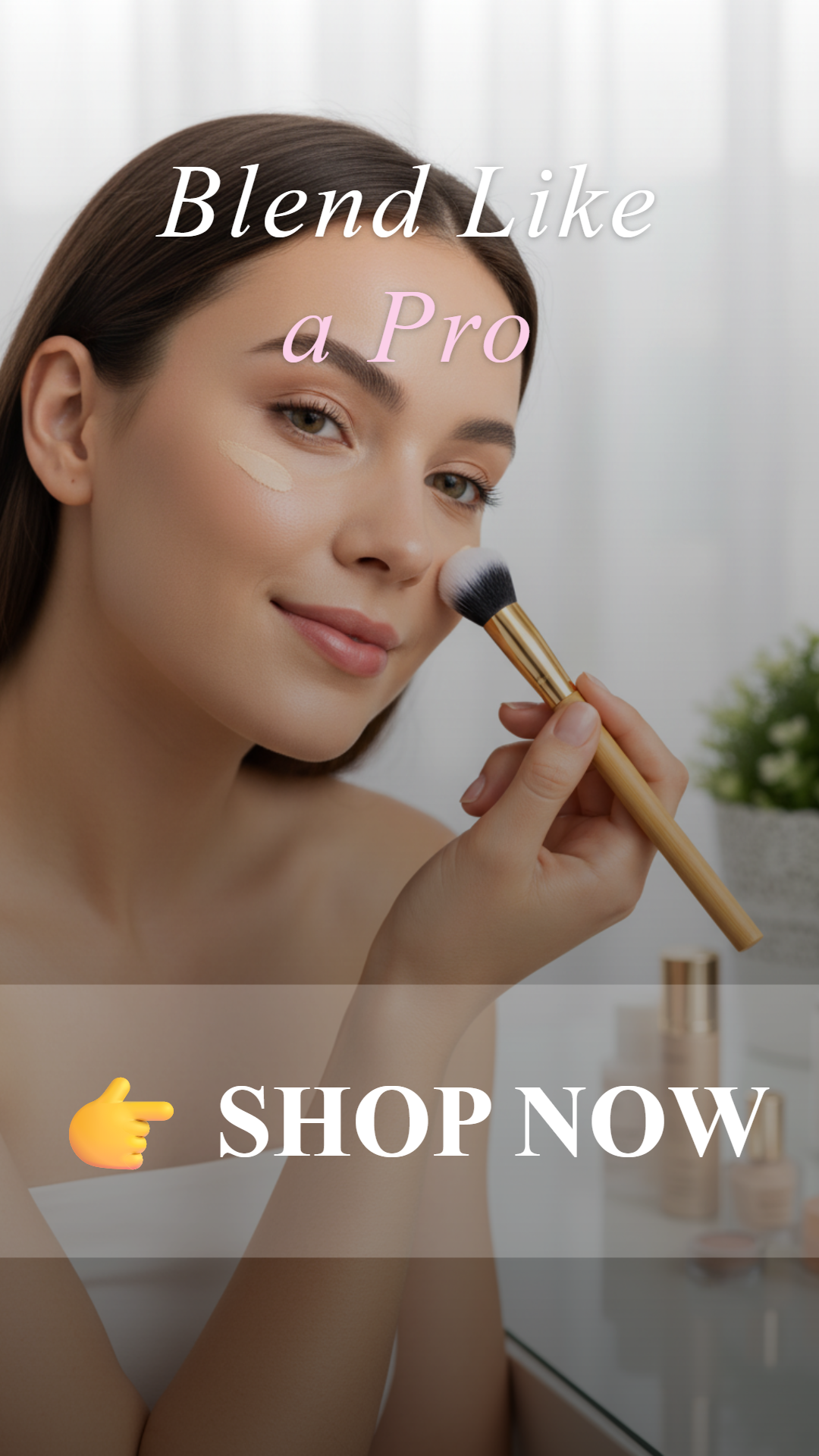 Alina Eremina Facebook ad: Concealer paw brush - angled for seamless application