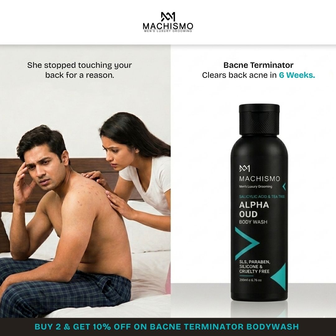 Machismo World Facebook ad: It’s not regular acne. That’s why your regular body wash…