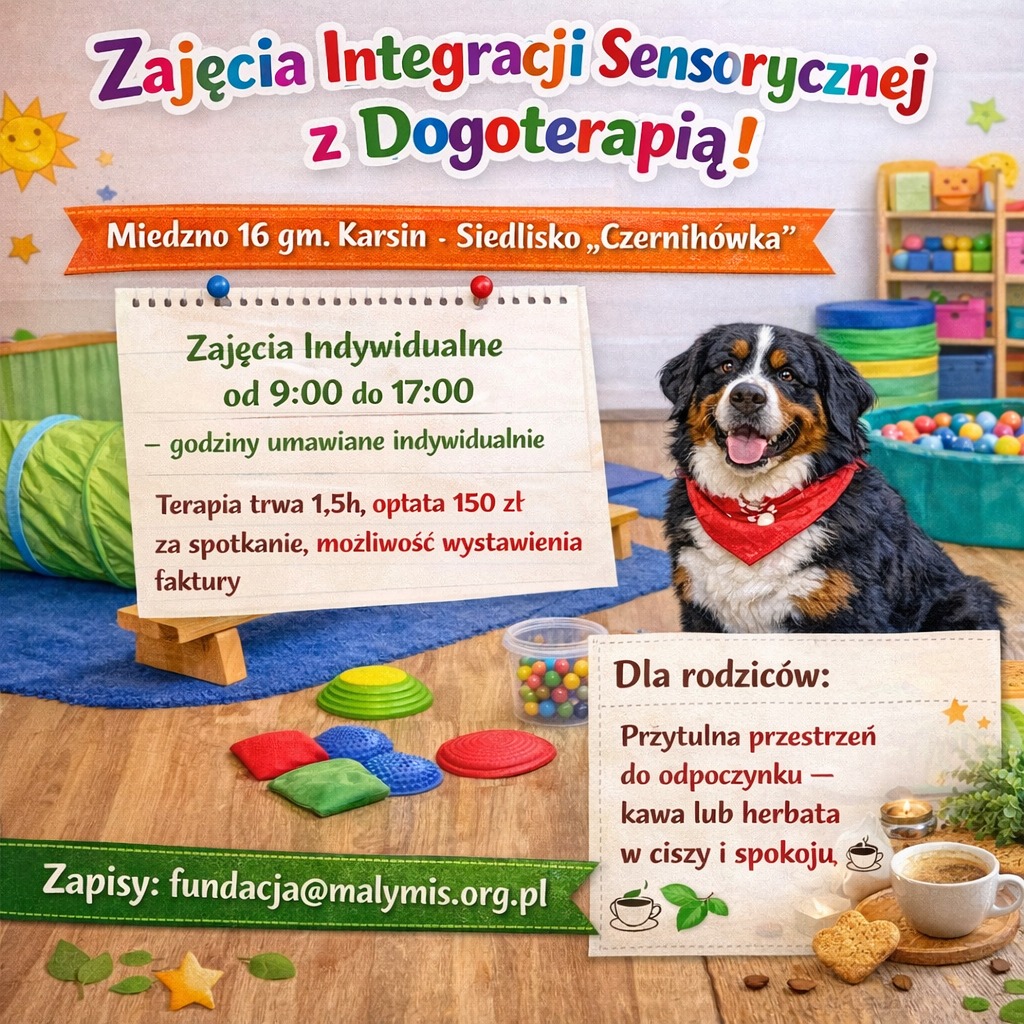 Czernihówka Facebook ad: Integracja sensoryczna z dogoterapią w Czernihówce