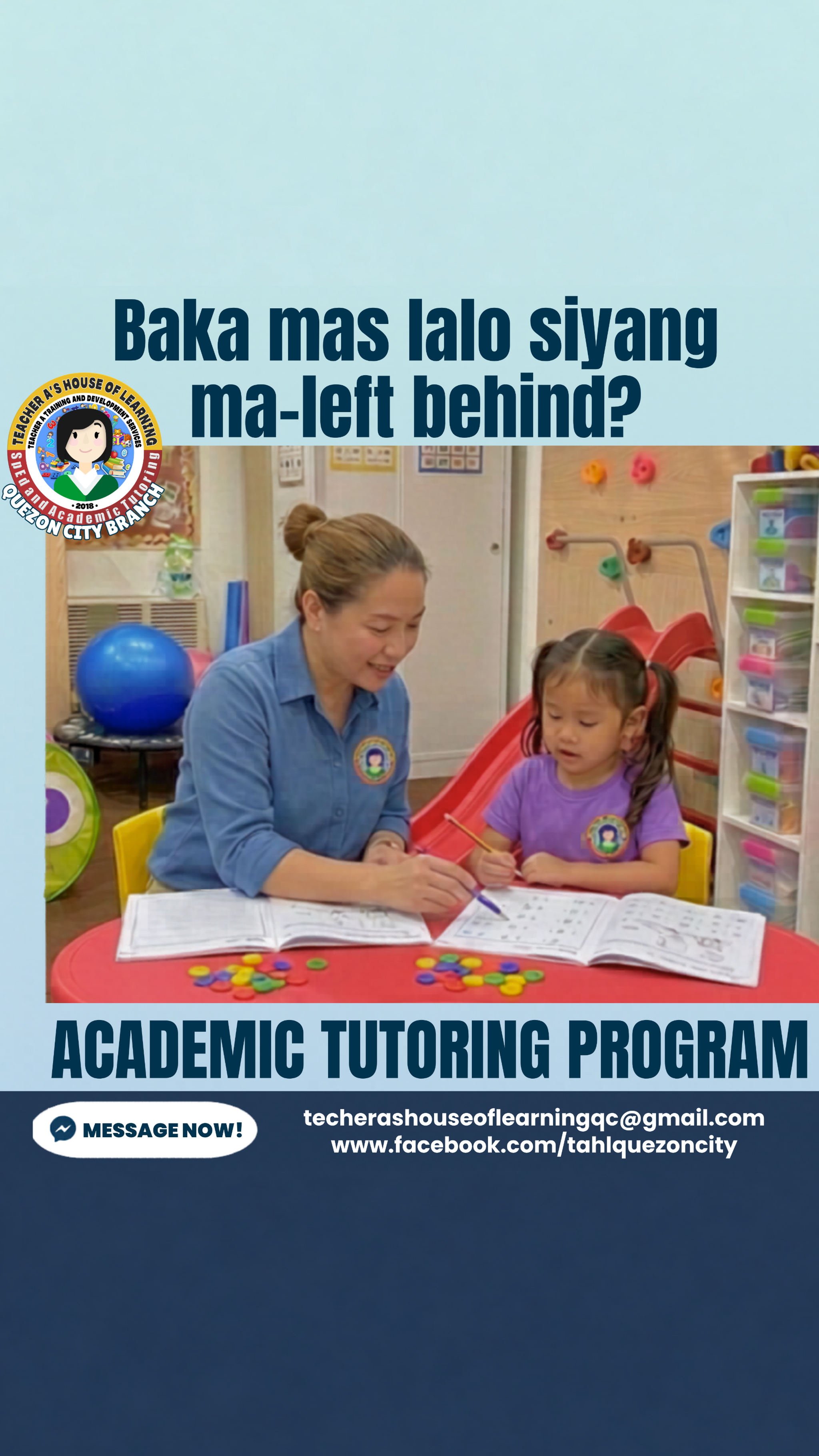 Teacher A's House of Learning-Quezon City Facebook ad: Academic Tutoring Program