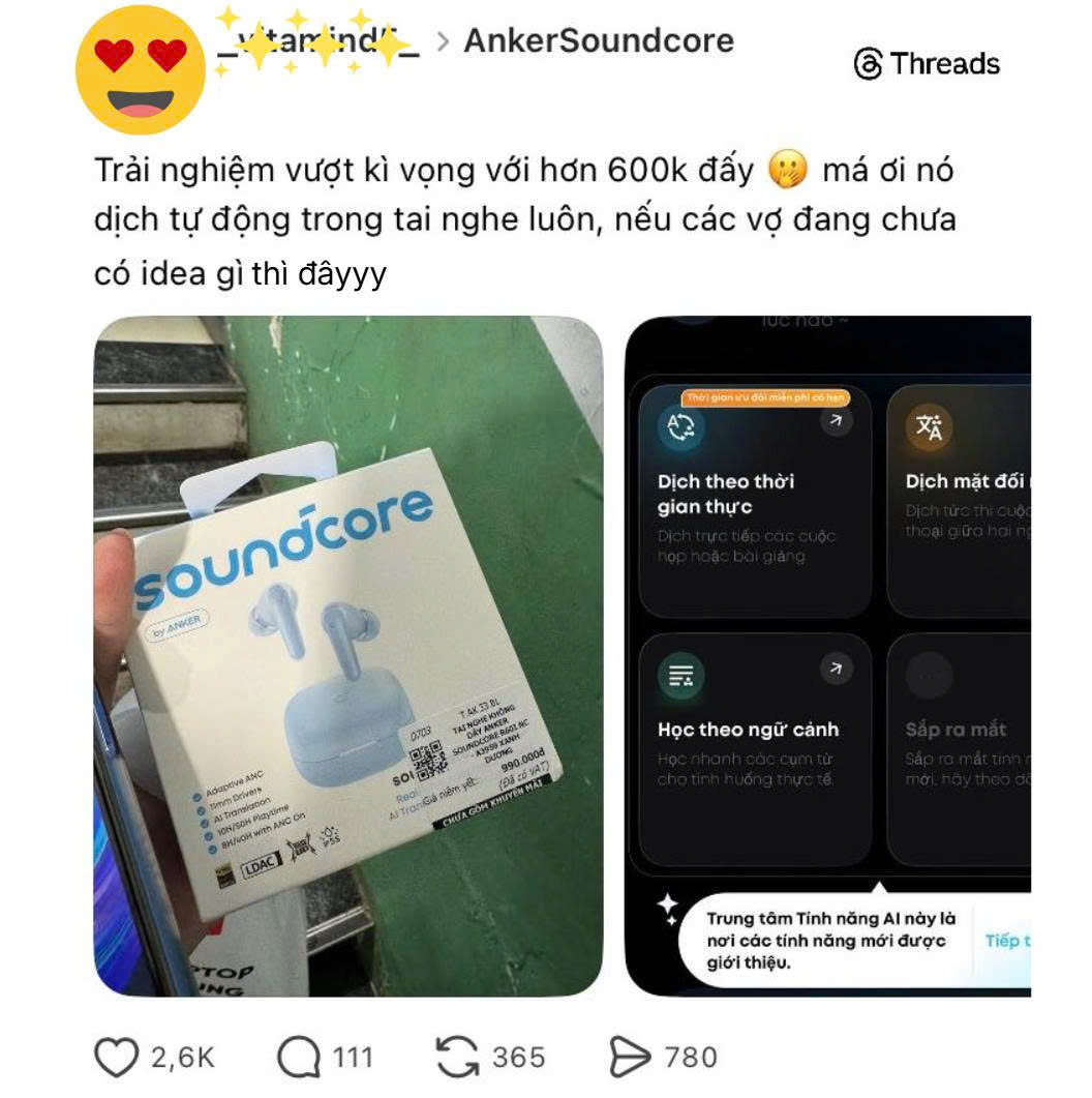 Soundcore Vietnam Facebook ad: VOUCHER + GIÁ SALE + FREESHIP