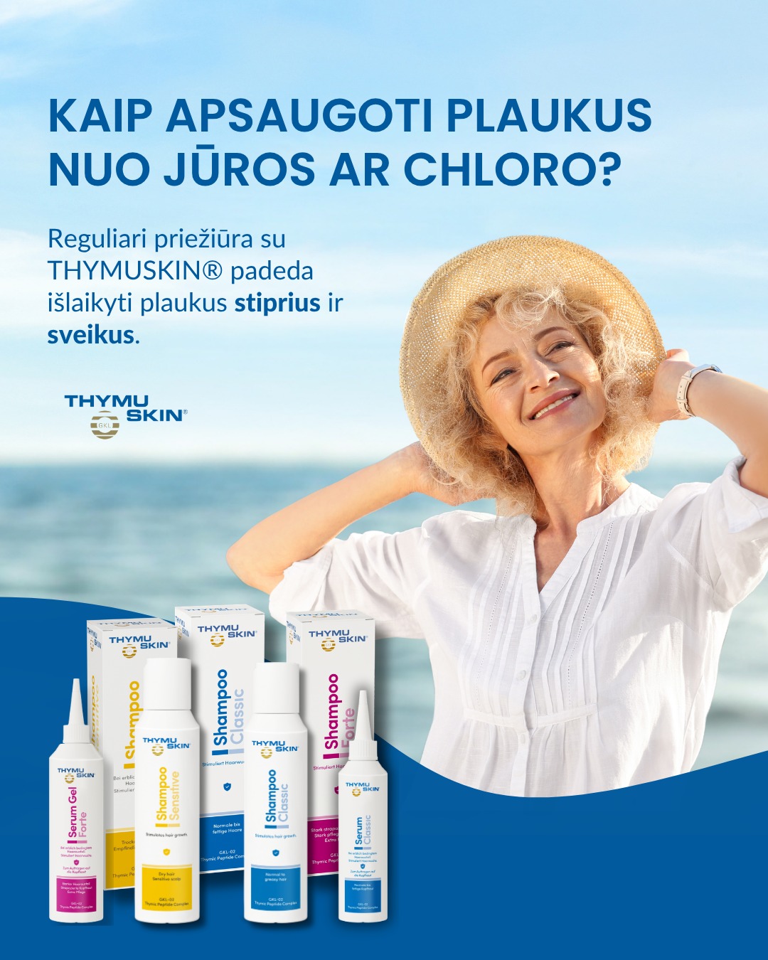 Thymuskin Lietuva Facebook ad: Jūra palieka prisiminimus, o kartais, ir sausesnius plaukus.