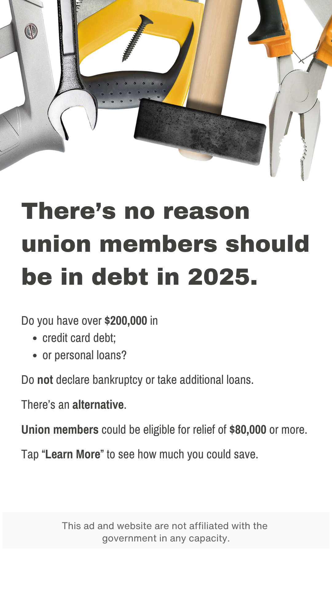 Union Debt Assistance Facebook ad
