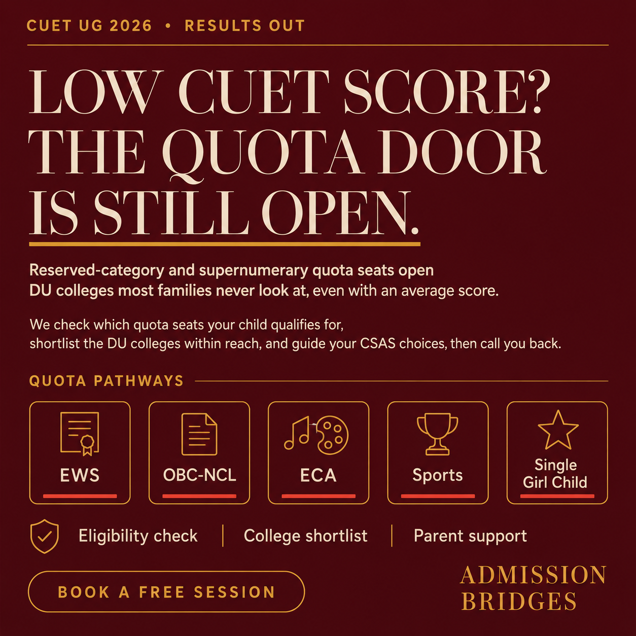 Admission Bridges Facebook ad