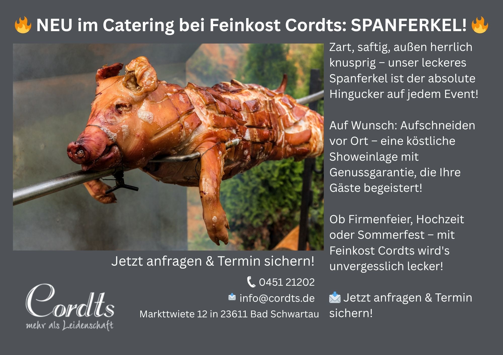 Feinkost Cordts Facebook ad: Jetzt Termin sichern!