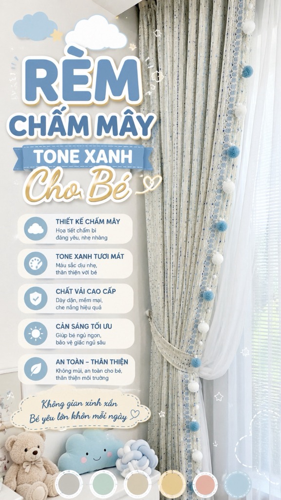 Rèm Cửa An Gia Phát - Mancuacaocap.com Facebook ad: Quá Xinh Luôn Rồi Rèm Chấm Mây Xanh