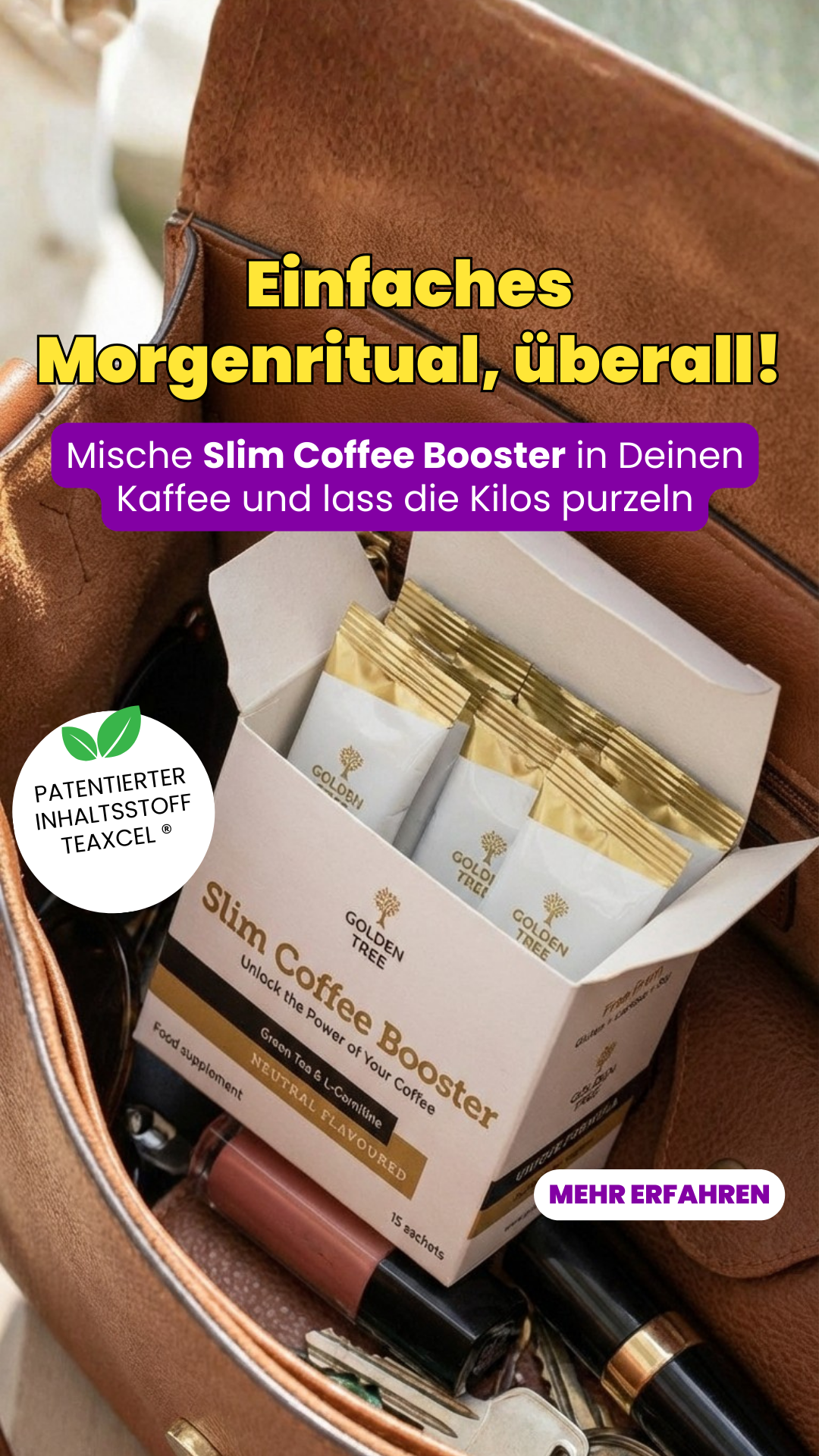 Golden Tree Facebook ad: Das Geheimnis für müheloses Abnehmen mit Ihrem Kaffee