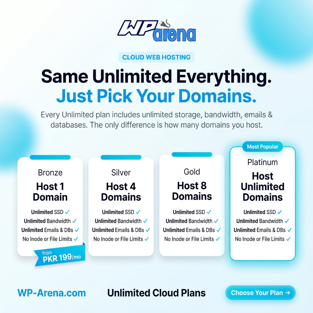 WP-Arena.com Facebook ad: Unlimited Hosting, No Limits