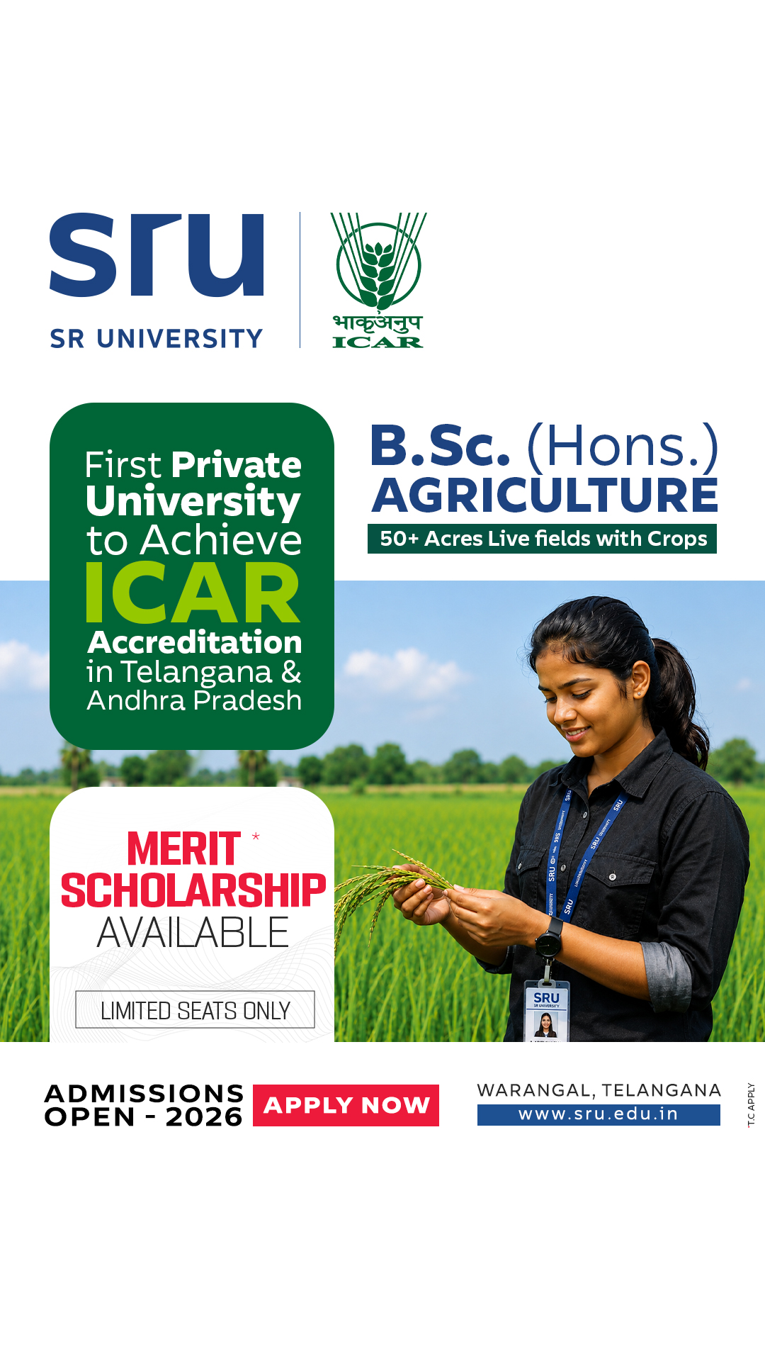 SR University Facebook ad: First Private University in Telangana & Andhra Pradesh