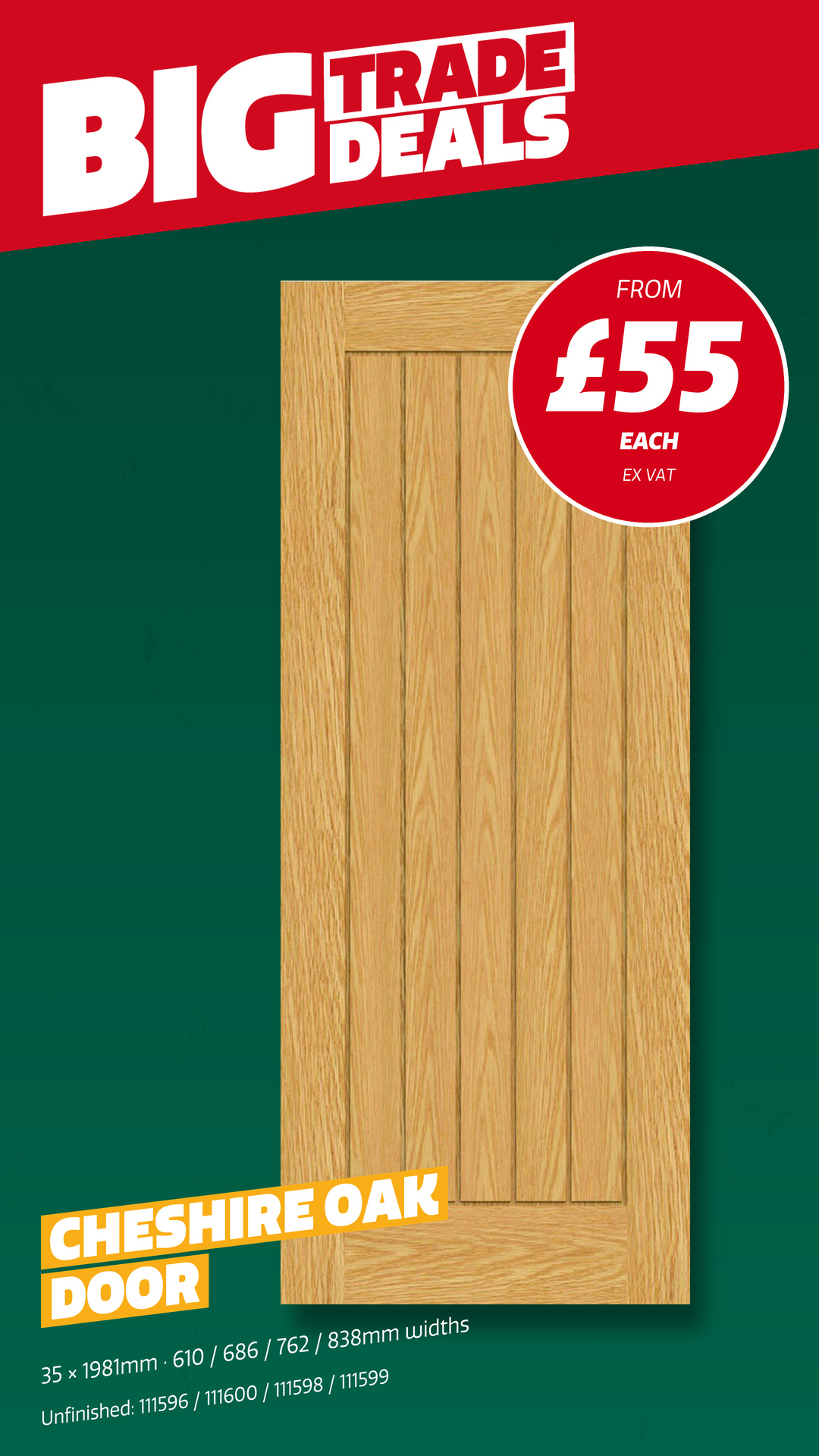 Travis Perkins Facebook ad: Big Trade Deal on Cheshire Oak Doors