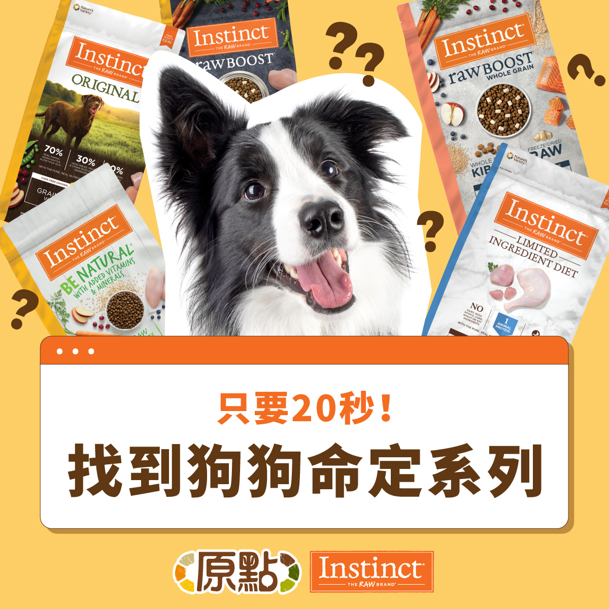 美國原點 Instinct pet food Facebook ad: 哪一款原點飼料適合我家狗狗？這款小編超推薦！?