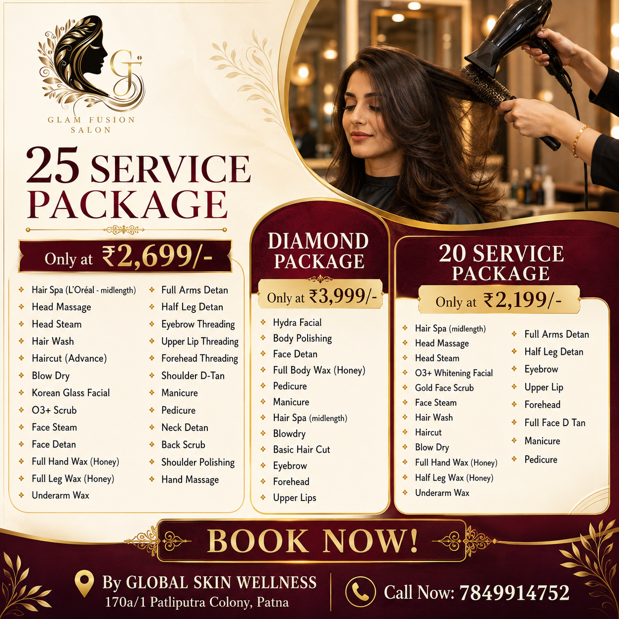 Glam Fusion Salon Patna Facebook ad: Book Appointment