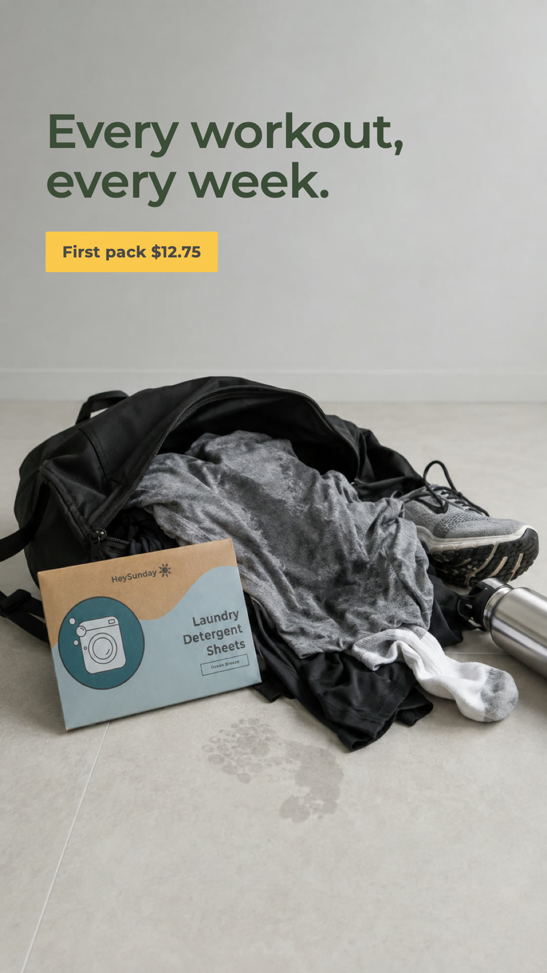 HeySunday Facebook ad: Laundry Just Got a Whole Lot Greener