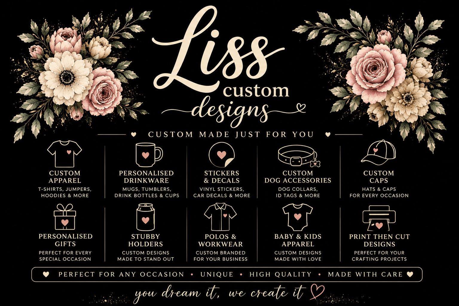 Liss Custom Designs Facebook ad: Hi, I’m Liss!