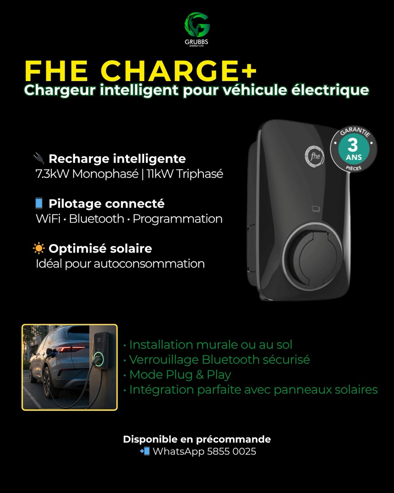 Grubbs Energy Mauritius Facebook ad: Passez à la recharge intelligente avec FHE CHARGE+