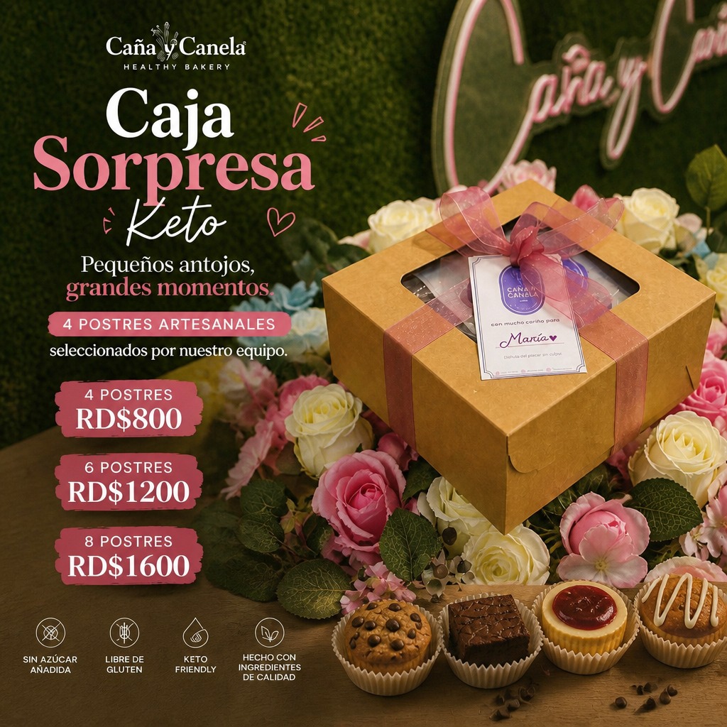 Caña y Canela Facebook ad: Presentamos nuestras Cajas Sorpresa Keto (Keto Snack Pack)…