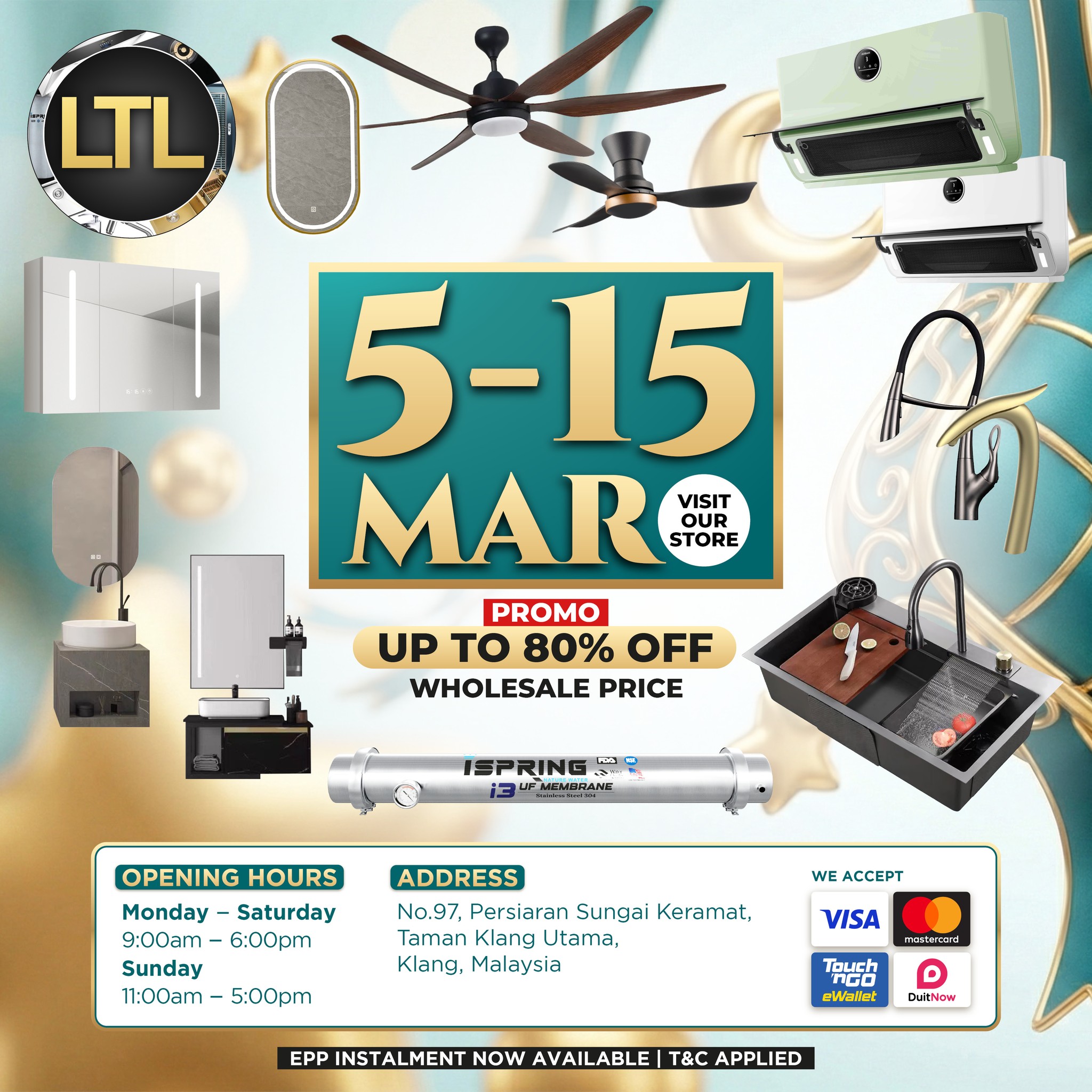 LTL Sanitaryware, Tiles & Lighting - Klang Utama Facebook ad: 𝐁𝐀𝐓𝐇 𝐊𝐈𝐓𝐂𝐇𝐄𝐍 𝐋𝐈𝐆𝐇𝐓𝐈𝐍𝐆 𝐓𝐈𝐋𝐄𝐒