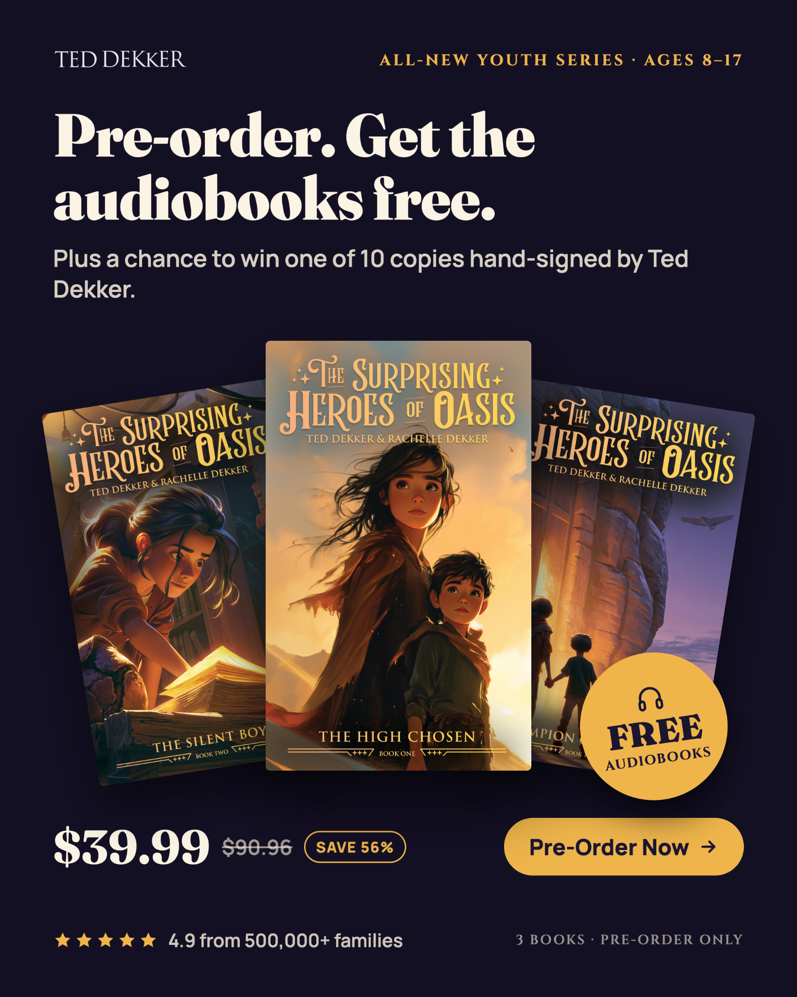 Ted Dekker Facebook ad: Pre-order only. Win a signed copy.
