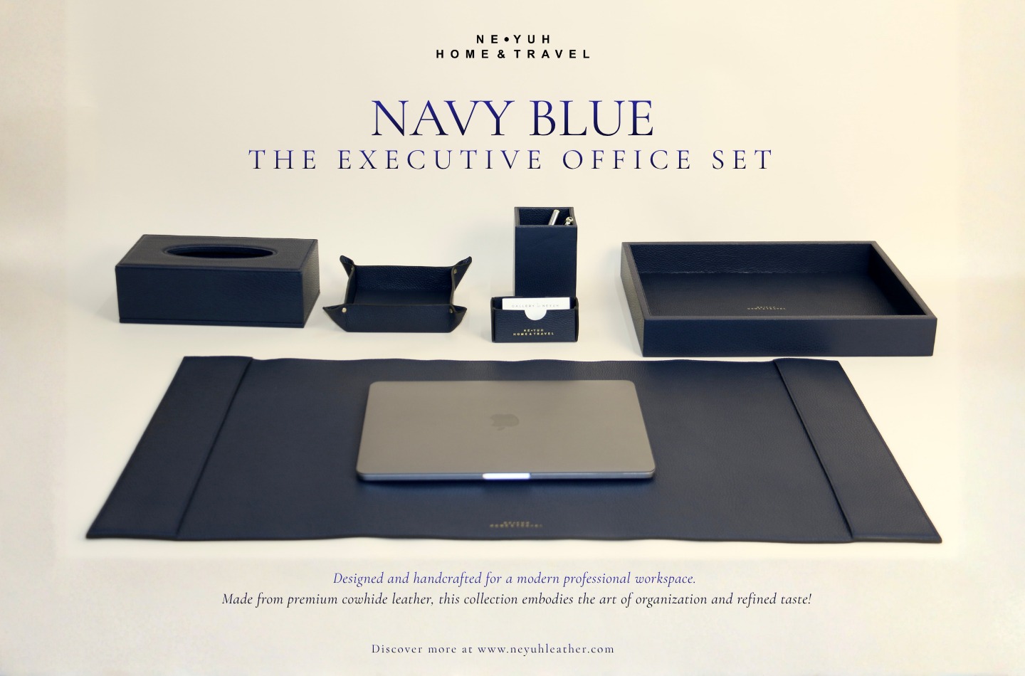 Neyuh Home & Travel Facebook ad: THE EXECUTIVE OFFICE SET IN NAVY BLUE