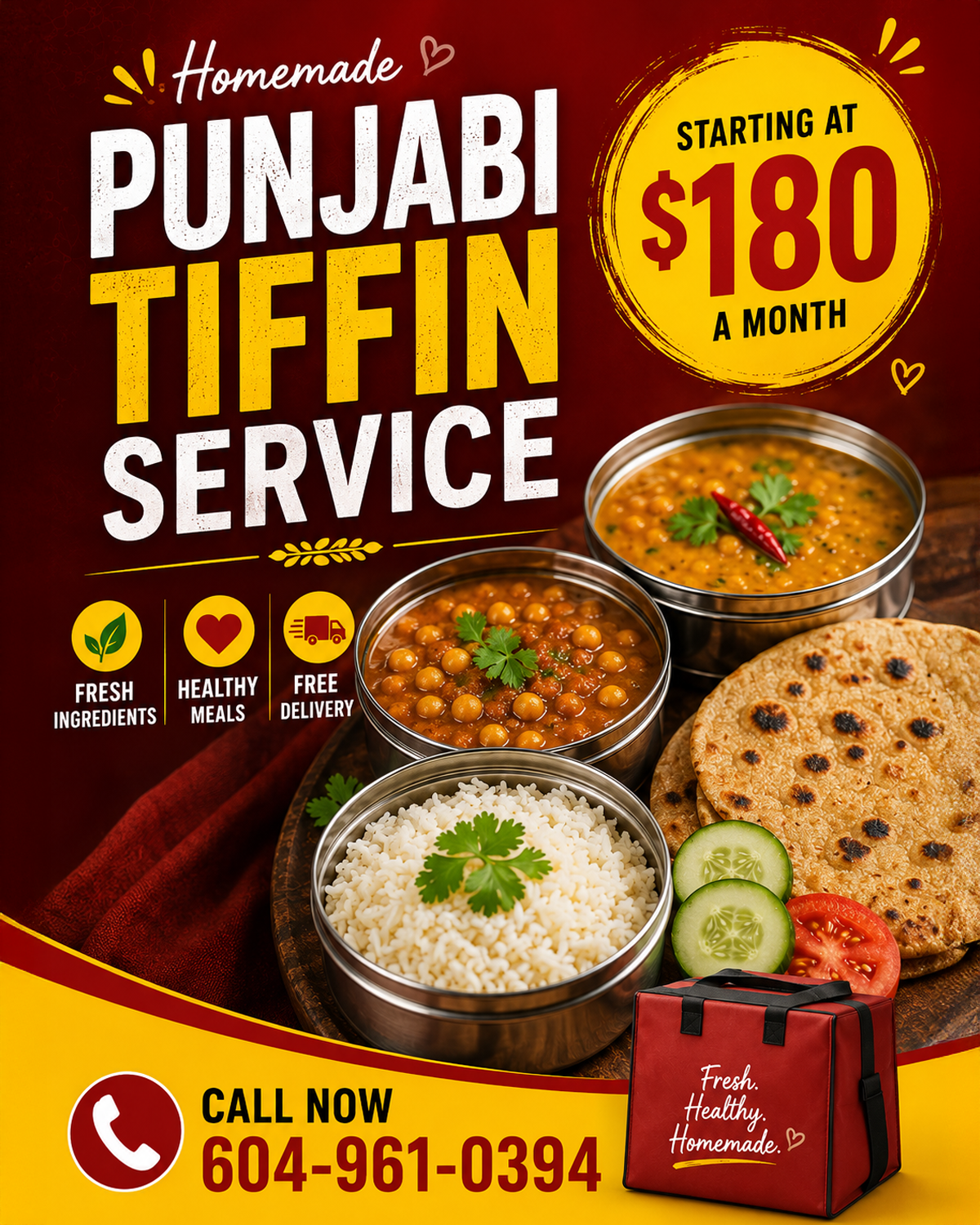 Panjab Tiffin Service Facebook ad: Message for Order/More Details