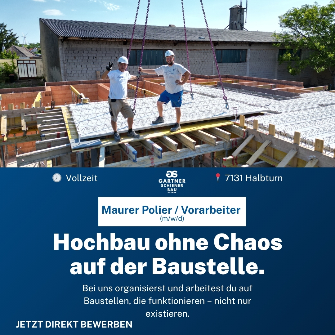 TopJobs Österreich Facebook ad: Mauerer Polier/Vorarbeiter (m/w/d) gesucht!