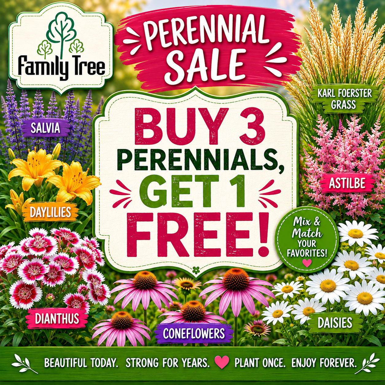 Family Tree Facebook ad: PERENNIAL SALE!