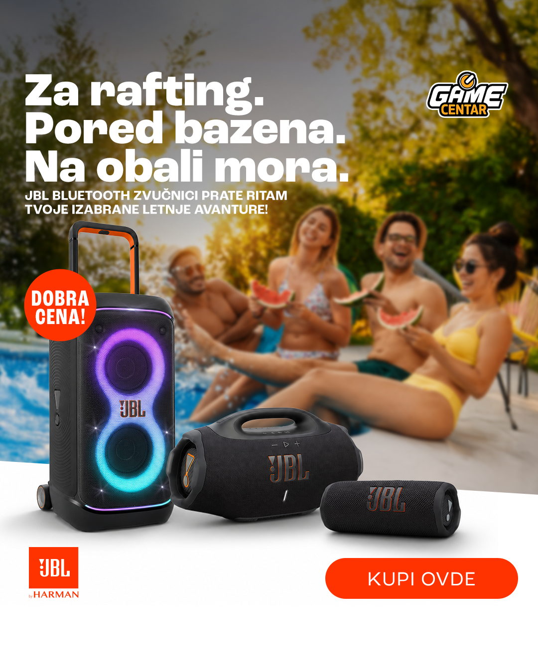 Game Centar Facebook ad: JBL party zvučnici, slušalice i prenosivi zvučnici