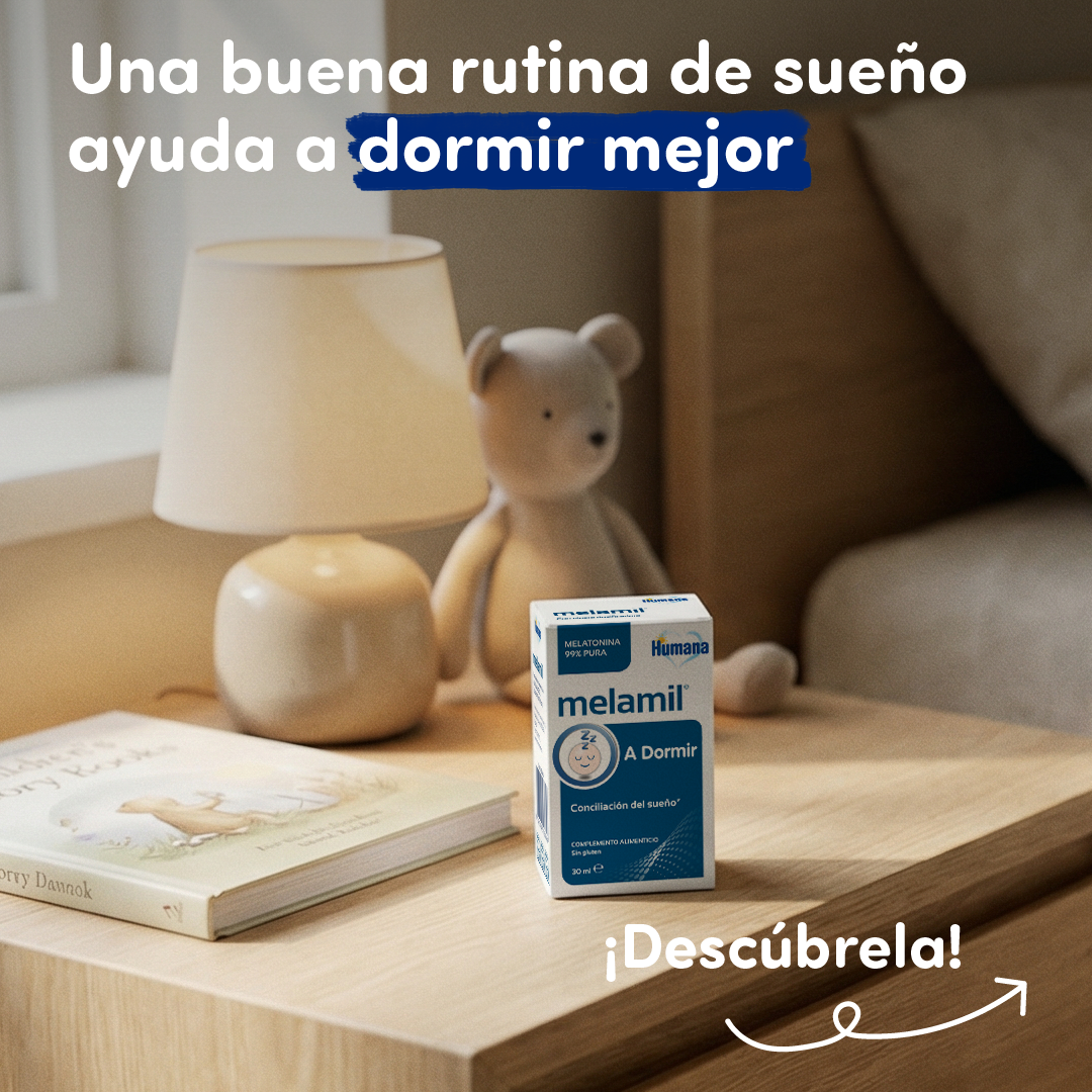 Humana Baby Spain Facebook ad: Una buena rutina nocturna ayuda a dormir mejor.