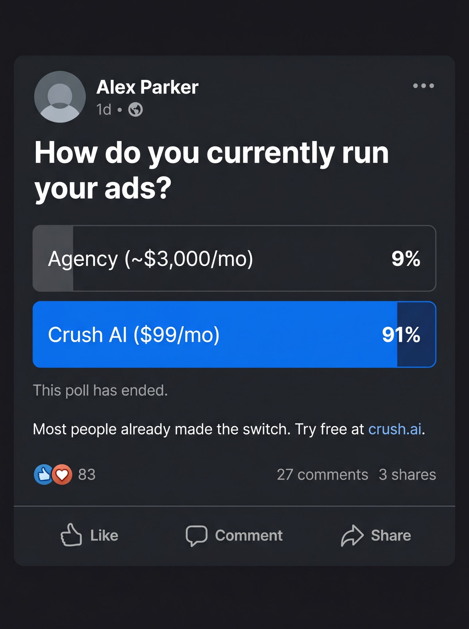 trycrush.ai Facebook ad