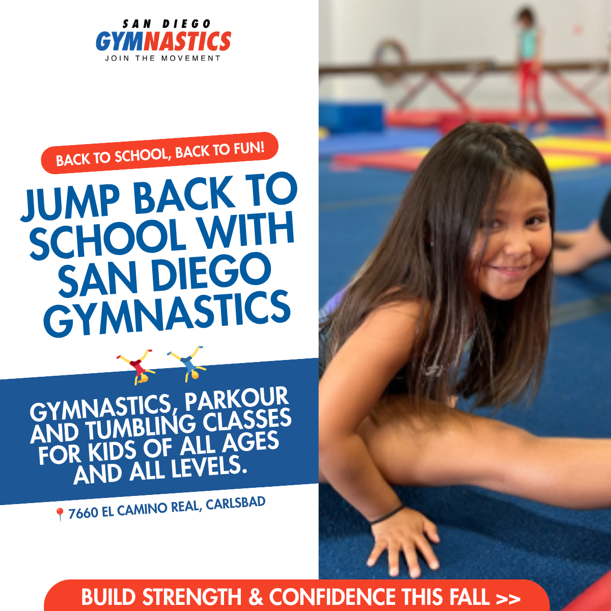 San Diego Gymnastics Facebook ad