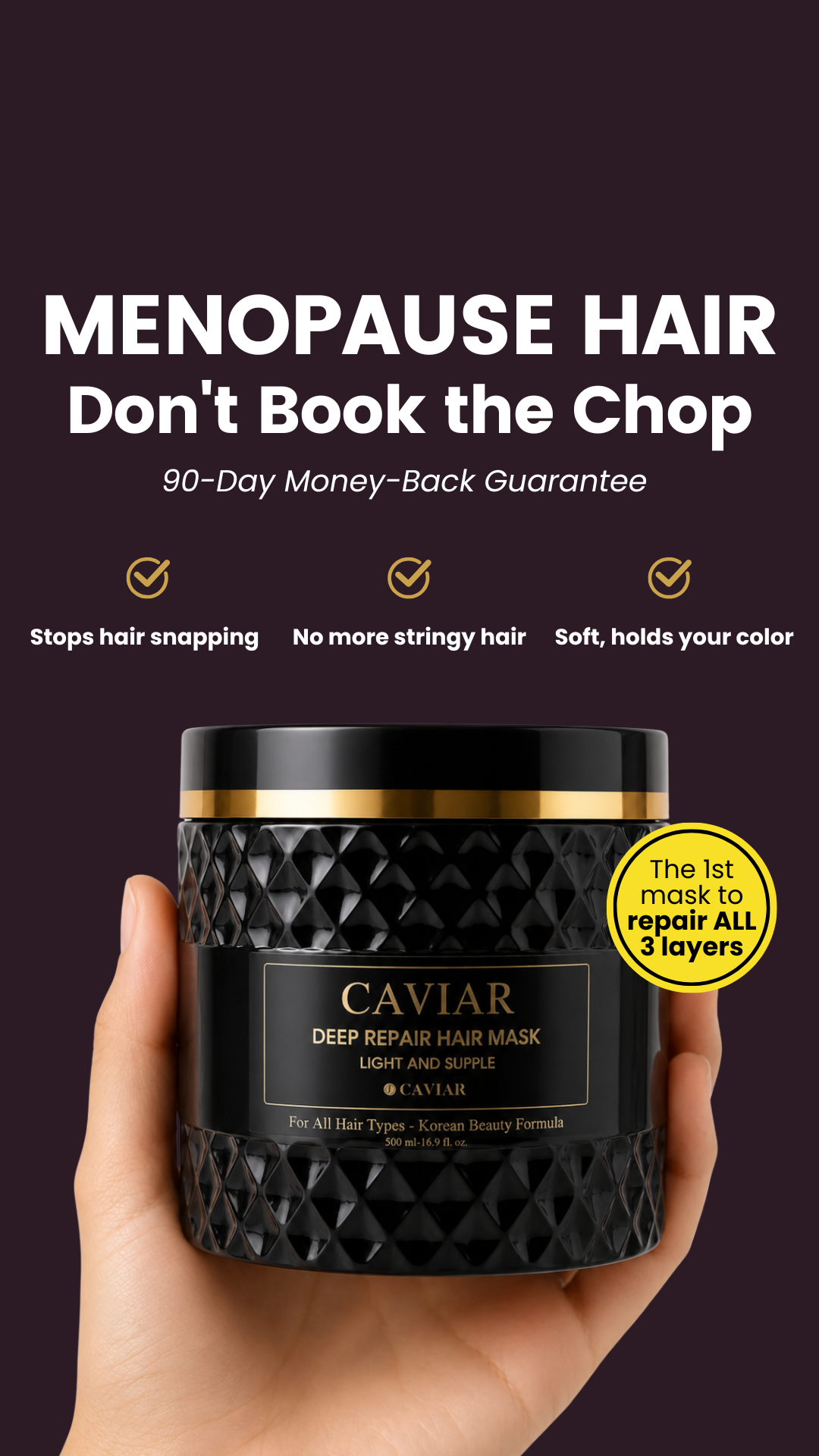 Caviar Bloom Facebook ad: Coloring Strips 3 Things. This Repairs All 3.