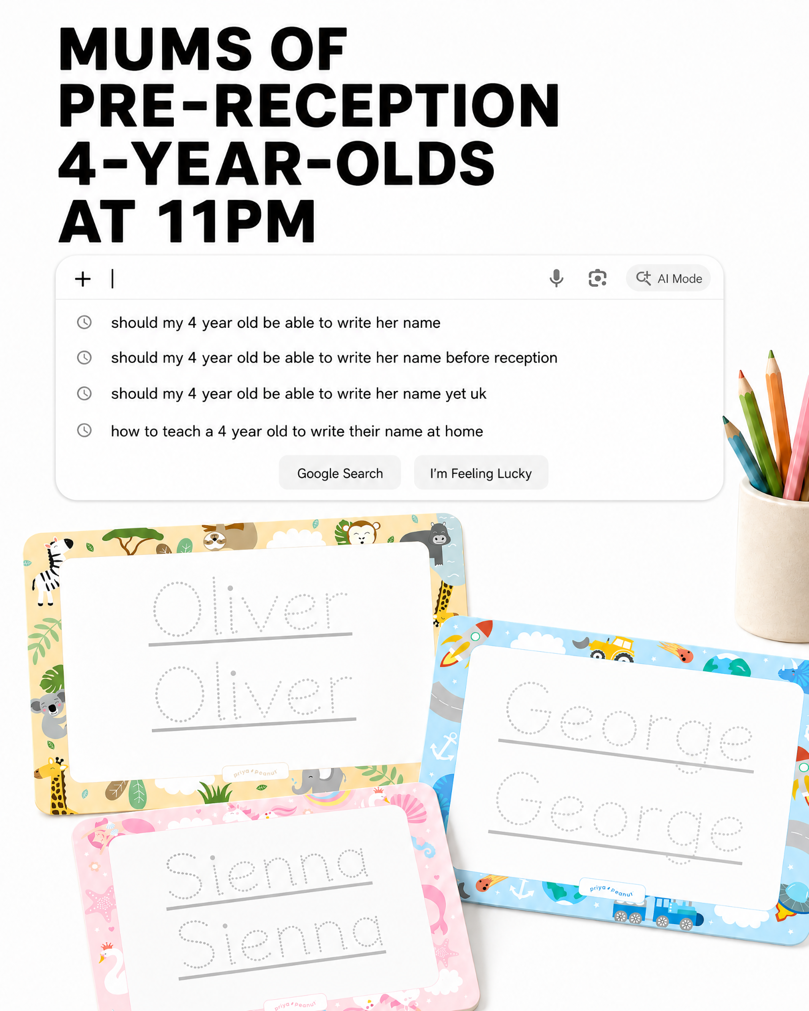 Priya & Peanut Facebook ad: Writing Practice That Actually Sticks