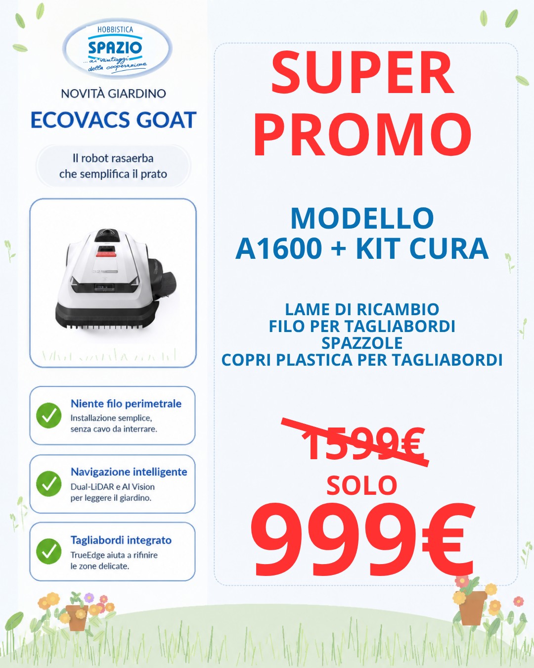 Spazio Hobby Facebook ad: Sconto shock di 600€ sul robot rasaerba Ecovacs…