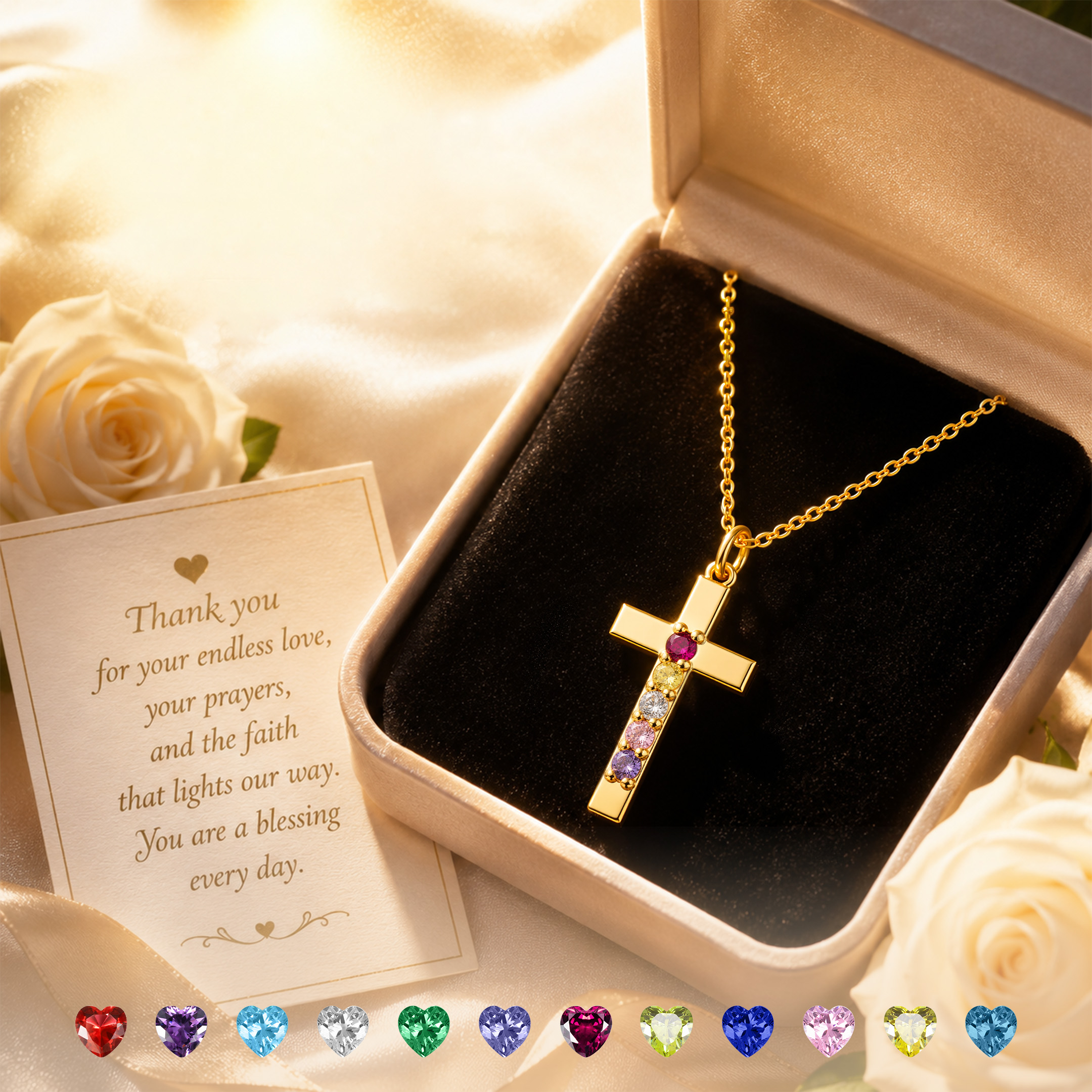 Callie Beloved Facebook ad: Personalized Birthstone Cross Necklace Dainty Religious…