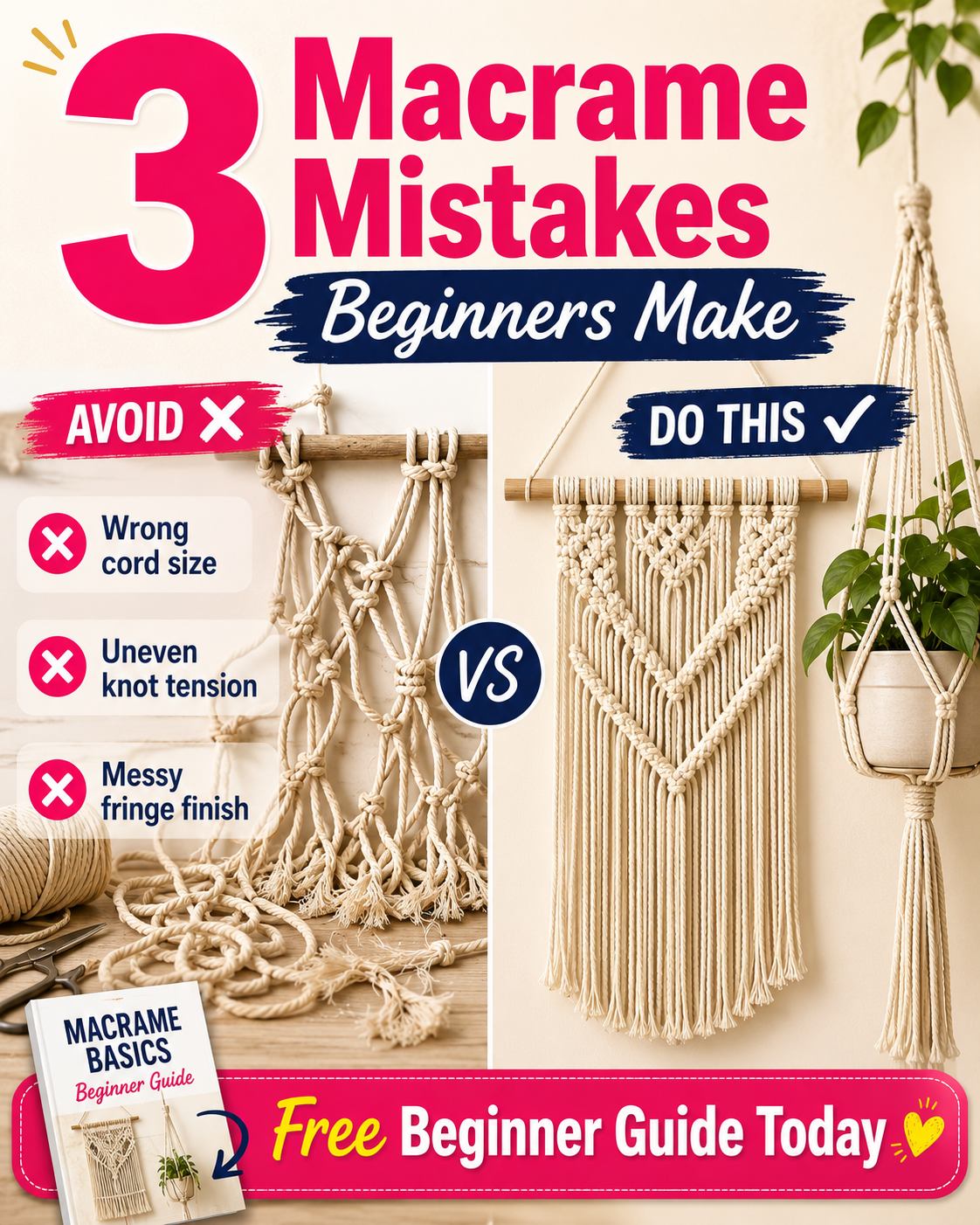 Macramé Art Studio Facebook ad: Free Macrame Art Guide