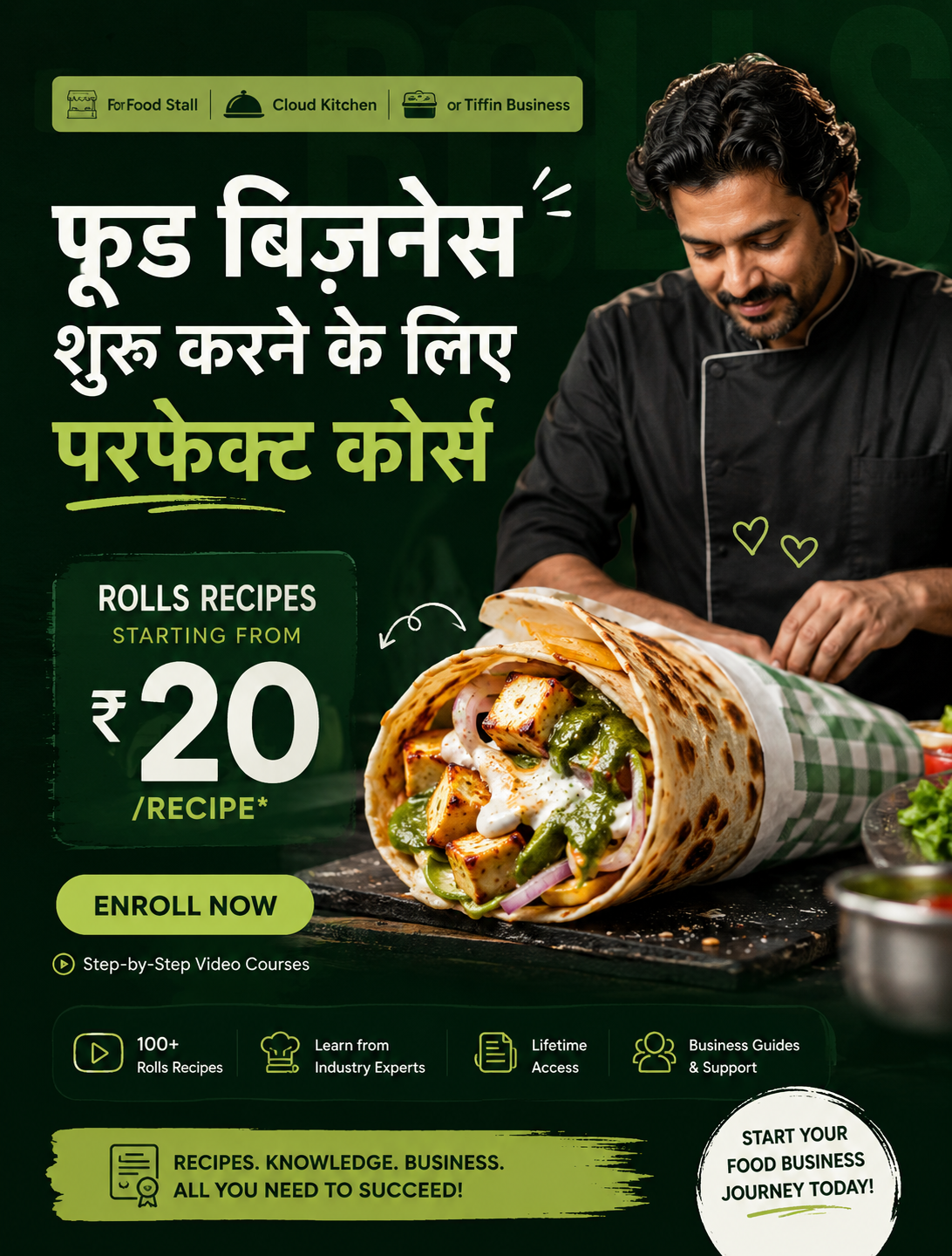 Swad Cooking Institute, Surat Facebook ad: Start Your Rolls Menu at ₹349