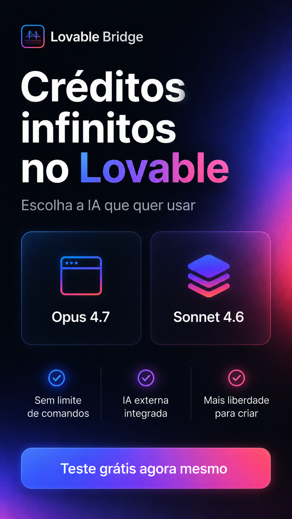 Lovable Bridge Facebook ad: Teste grátis agora