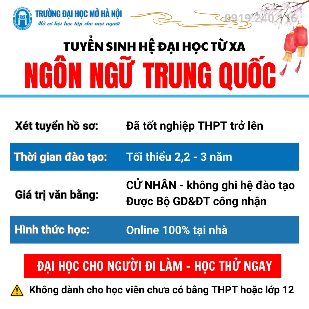 Chương trình Đào tạo Trực tuyến - Trường Đại học Mở Hà Nội Facebook ad: Học online nhận bằng CỬ NHÂN