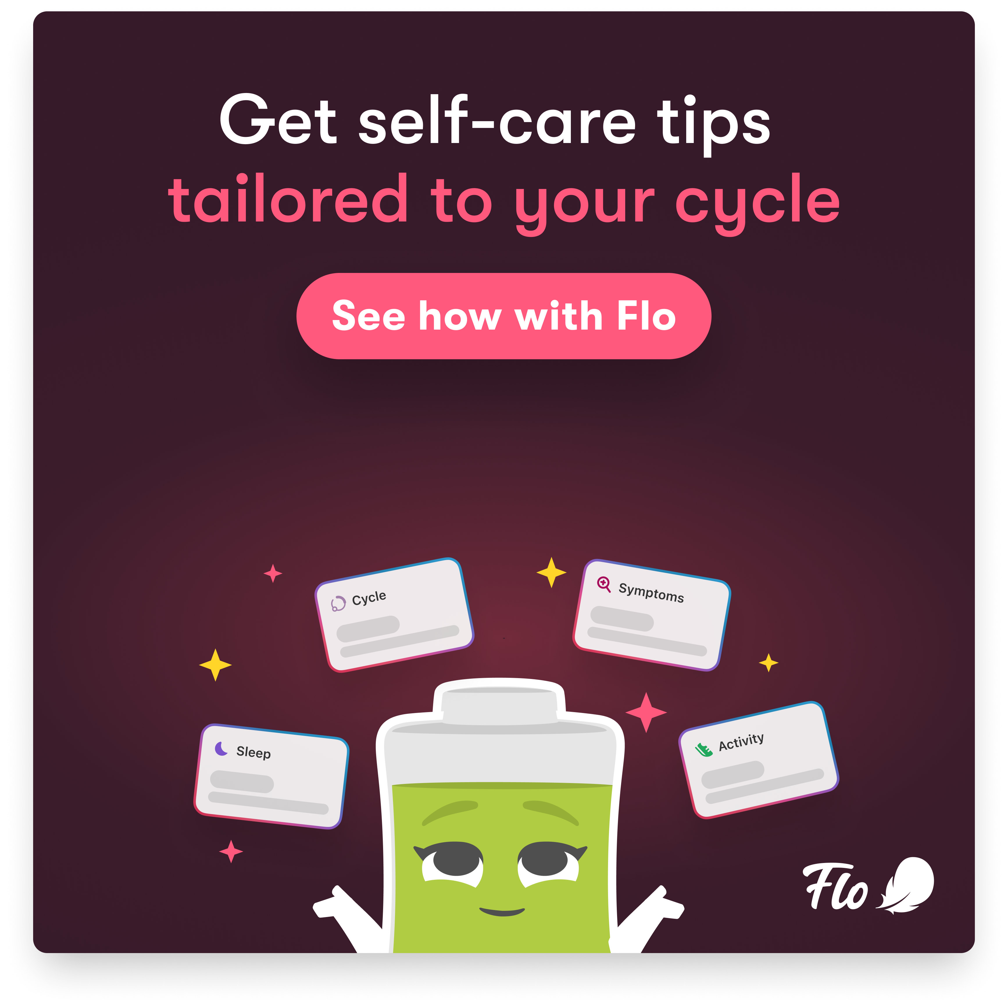 Flo Health App Facebook ad: Start using Flo today!