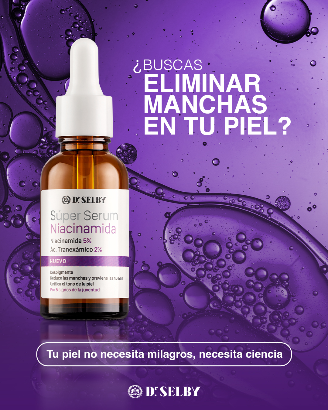 Dr. Selby Facebook ad: ADIÓS MANCHAS. HOLA TONO UNIFORME.