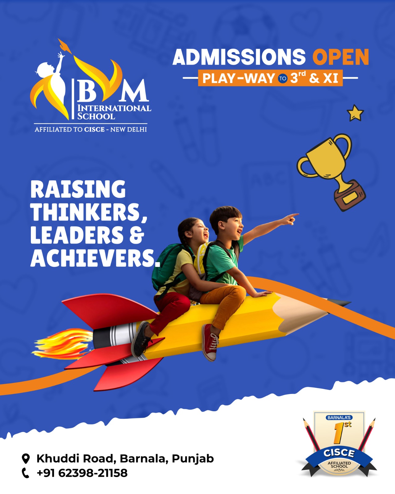 BVM International School Facebook ad: Shaping future leaders at BVM International School, Barnala!