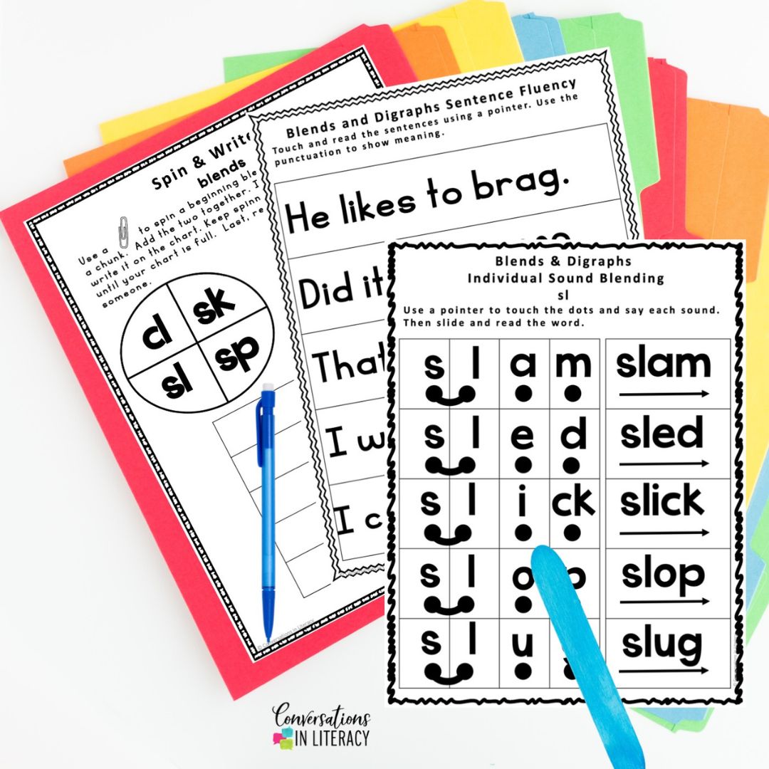 Conversations in Literacy Facebook ad: Blends & Digraphs, Decoded, No Prep Required