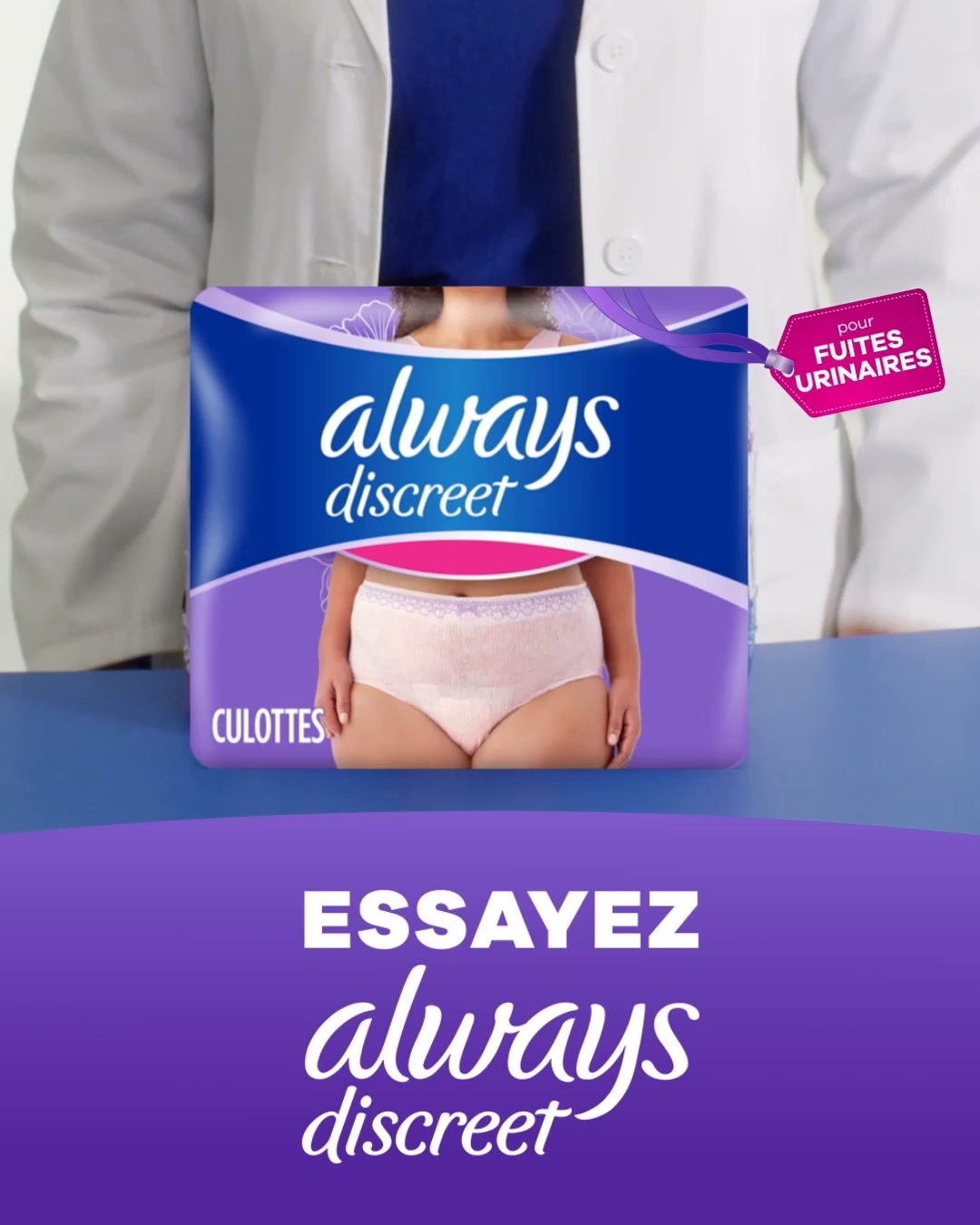 Always Discreet Facebook ad: Essayez Always Discreet